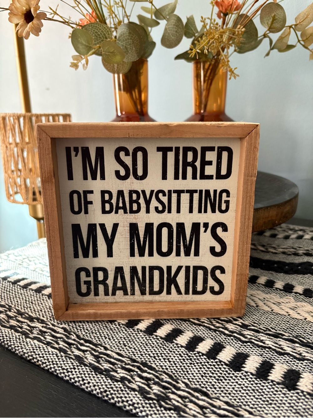 Primitives by Kathy Black and Natural Wood 'I'm So Tired' Framed Sign